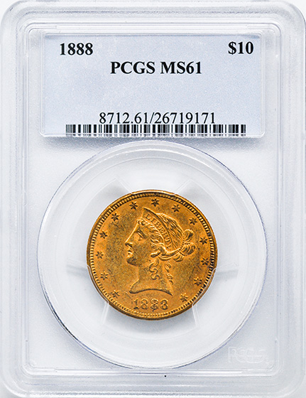 Picture of 1888 LIBERTY HEAD $10 MS61 