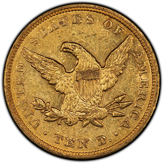 Picture of 1850 LIBERTY HEAD $10, SMALL DATE AU58 