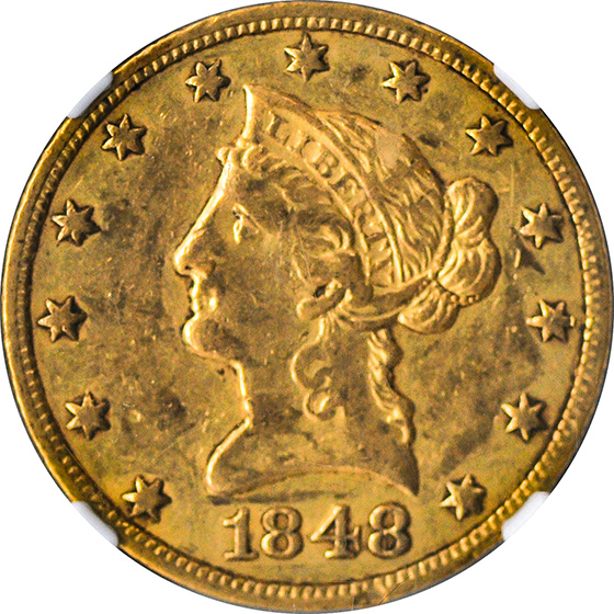 Picture of 1848-O LIBERTY HEAD $10 AU53 