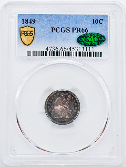 Picture of 1849 LIBERTY SEATED 10C PR66 