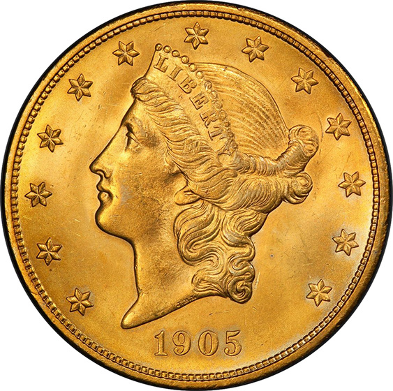 Picture of 1905 LIBERTY HEAD $20 MS64+ 