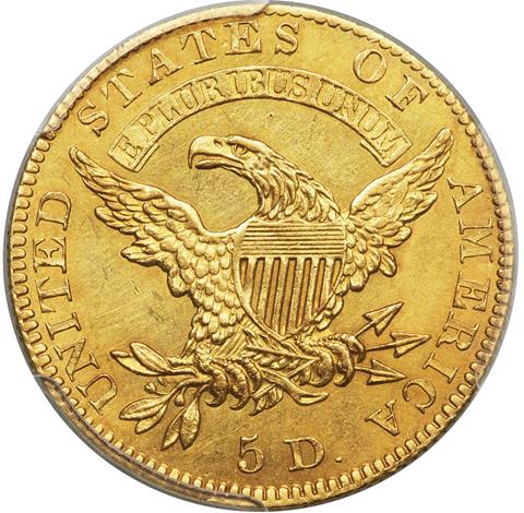 1827 CAPPED BUST $5 MS62