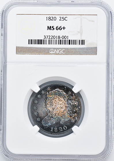 Picture of 1820 CAPPED BUST 25C, SMALL 0 MS66+ 