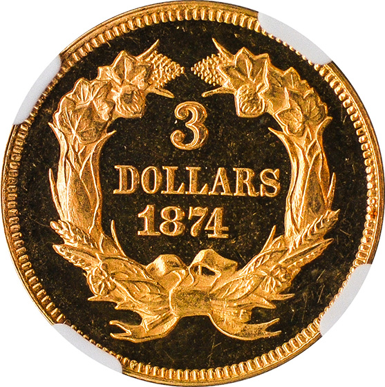 Picture of 1874 INDIAN PRINCESS $3 PR64 Deep Cameo