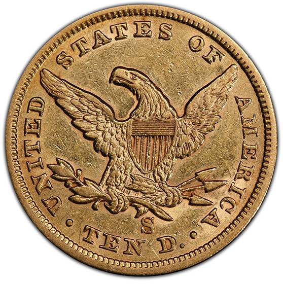 Picture of 1862-S LIBERTY HEAD $10 AU53 