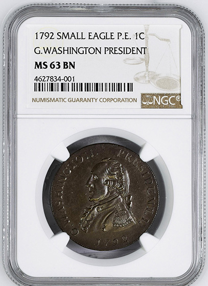Picture of 1792 WASH GETZ, SM EAGLE CENT MS63 Brown