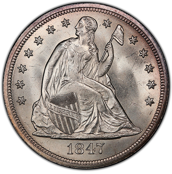 Picture of 1847 LIBERTY SEATED S$1, NO MOTTO MS65 