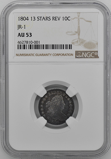 Picture of 1804 DRAPED BUST 10C, 13 STARS REVERSE AU53 
