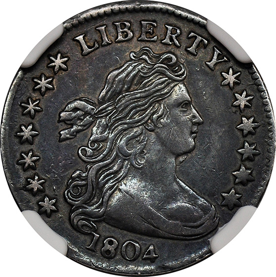 Picture of 1804 DRAPED BUST 10C, 13 STARS REVERSE AU53 