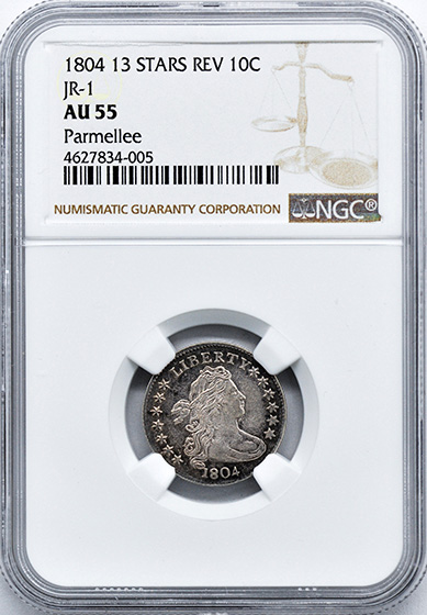 Picture of 1804 DRAPED BUST 10C, 13 STARS REVERSE AU55 