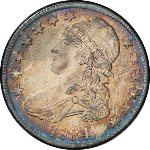 Picture of 1834 CAPPED BUST 50C, LARGE DATE, SMALL LETTERS MS66 