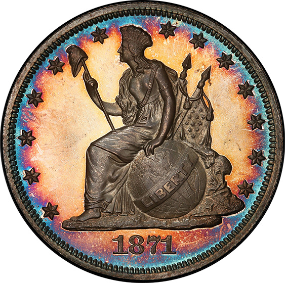 Picture of 1871 LONGACRE 50C, J-1114 PR67+ Cameo