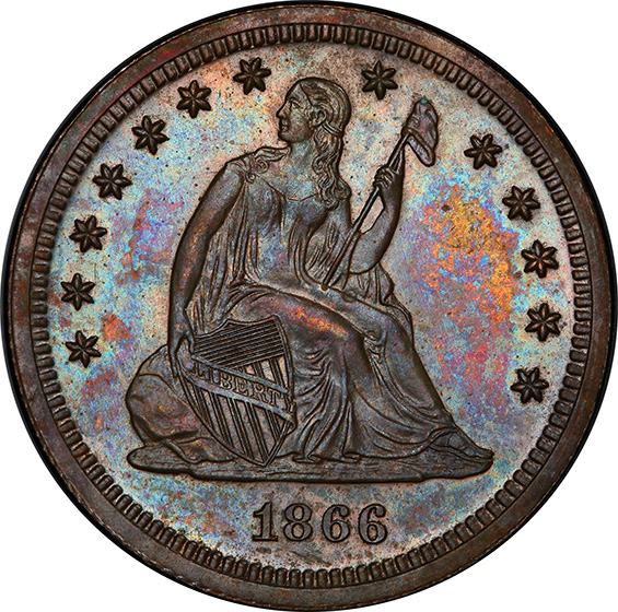 Picture of 1866 25C J-537 PR65 Brown