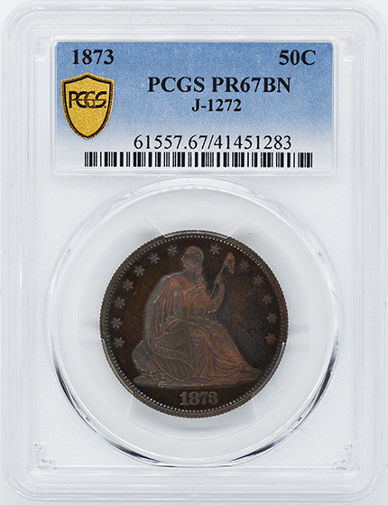 Picture of 1873 SEATED 50C J-1272 PR67 Brown