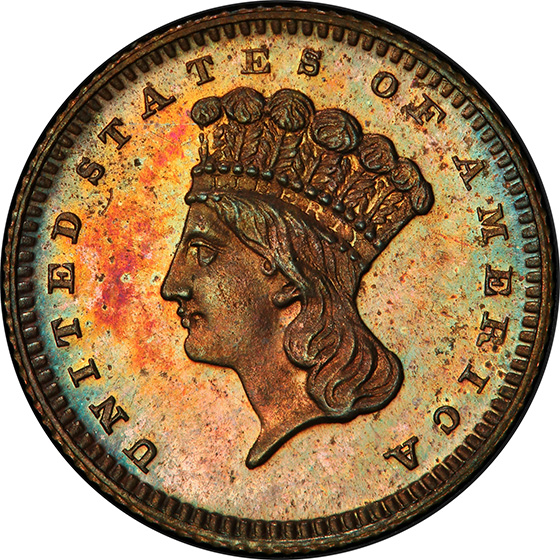 Picture of 1874 G$1 J-1365 PR65 Brown