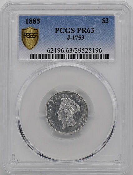 Picture of 1885 $3 J-1753 PR63 