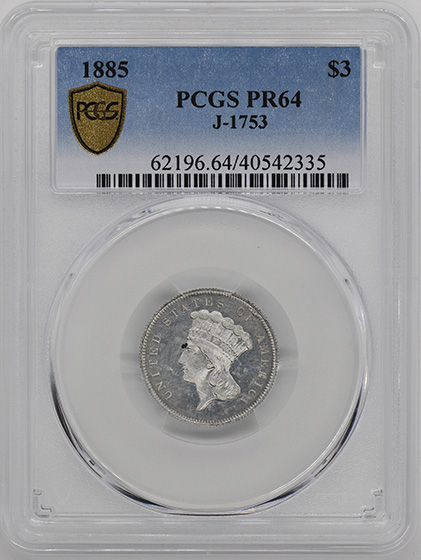 Picture of 1885 $3 J-1753 PR64 