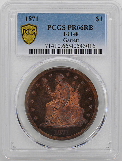 Picture of 1871 S$1 J-1148 PR66 Red Brown