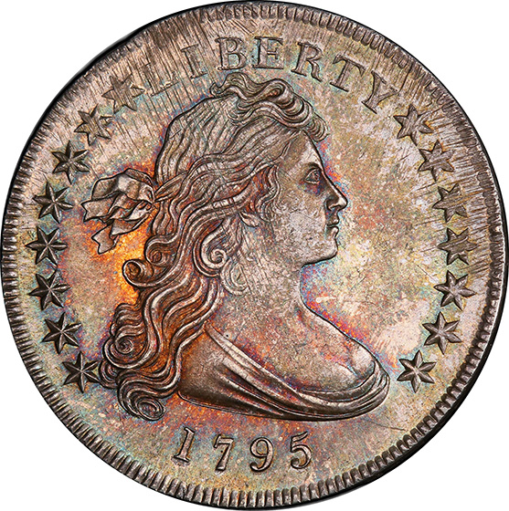 Picture of 1795 DRAPED BUST $1, OFF-CENTER BUST MS64+ 