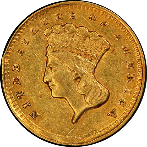 Picture of 1856-D GOLD G$1, TYPE 3 AU55 