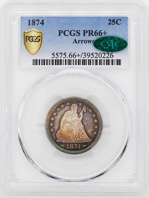 Picture of 1874 LIBERTY SEATED 25C, ARROWS PR66+ 