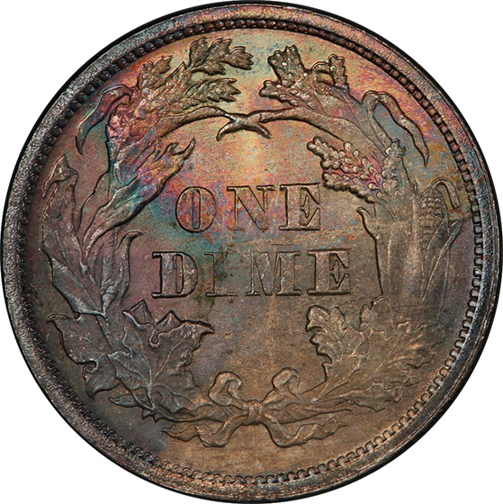 Picture of 1874 LIBERTY SEATED 10C, ARROWS MS67+ 