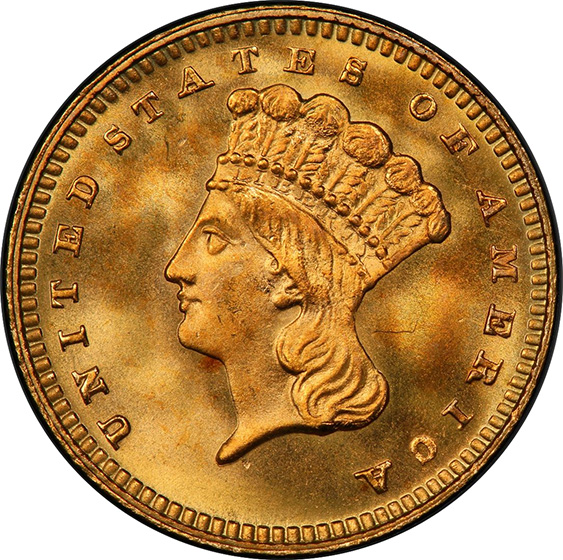 Picture of 1880 GOLD G$1, TYPE 3 MS68+ 