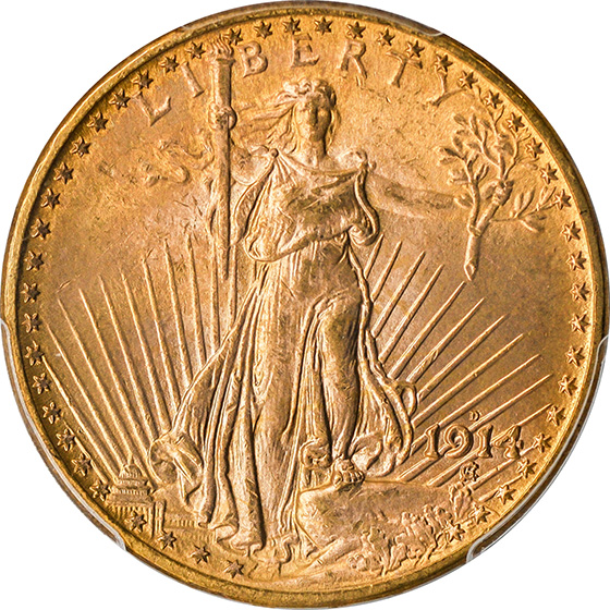 Picture of 1914-D ST. GAUDENS $20 MS65 