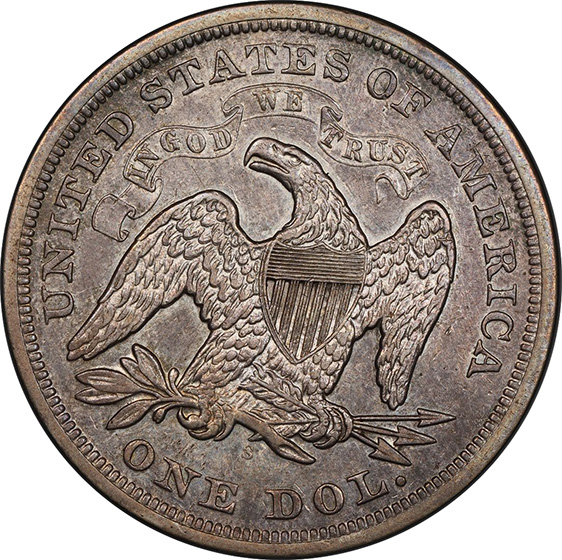 Picture of 1870-S LIBERTY SEATED S$1, MOTTO XF40 