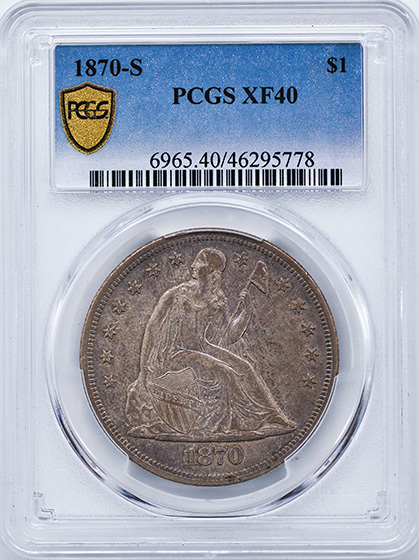 Picture of 1870-S LIBERTY SEATED S$1, MOTTO XF40 