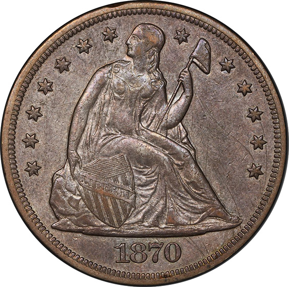 Picture of 1870-S LIBERTY SEATED S$1, MOTTO XF40 