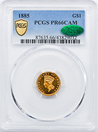 Picture of 1885 GOLD G$1, TYPE 3 PR66 Cameo