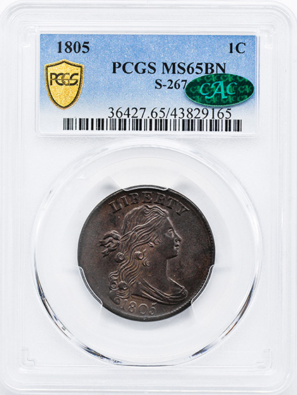 Picture of 1805 DRAPED BUST 1C MS65 Brown