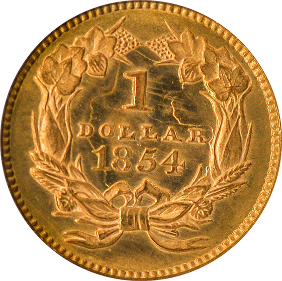 Picture of 1854 GOLD G$1, TYPE 2 MS65 