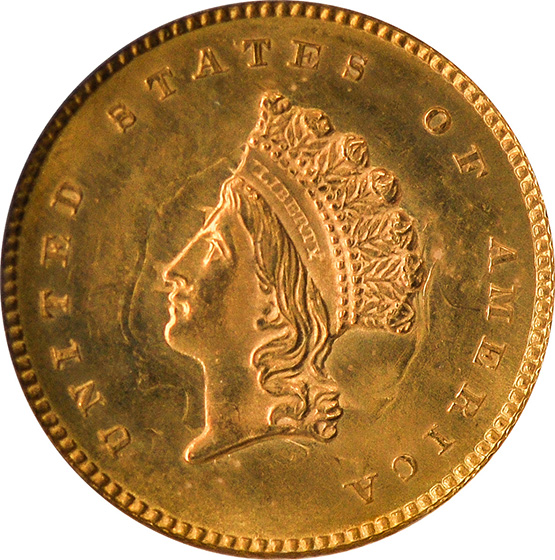 Picture of 1854 GOLD G$1, TYPE 2 MS65 