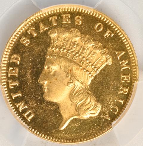 Picture of 1874 INDIAN PRINCESS $3 PR64 Cameo Picture of 1874 INDIAN PRINCESS $3 PR64 Cameo
