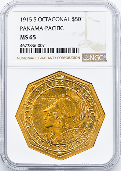 Picture of 1915-S GOLD $50, PAN-PAC OCTAGONAL MS65 