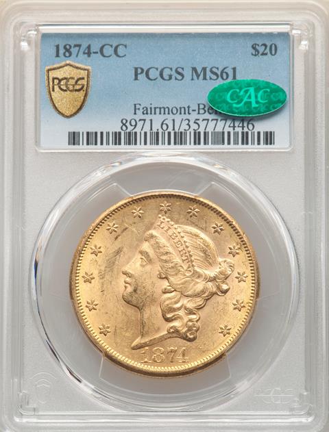 Picture of 1874-CC LIBERTY HEAD $20 MS61 