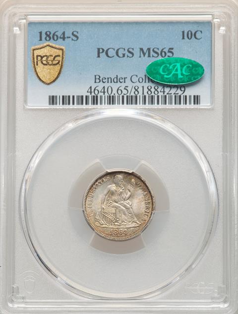 Picture of 1864-S LIBERTY SEATED 10C MS65 