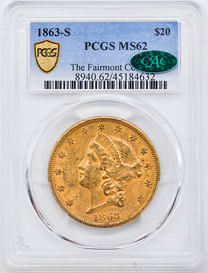 Picture of 1863-S LIBERTY HEAD $20 MS62 