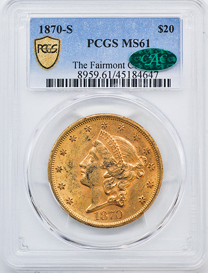 Picture of 1870-S LIBERTY HEAD $20 MS61 