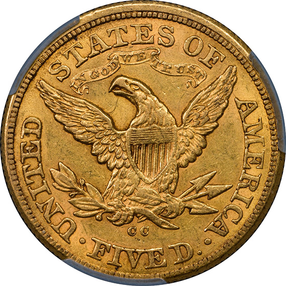 Picture of 1874-CC LIBERTY $5 AU58+ 