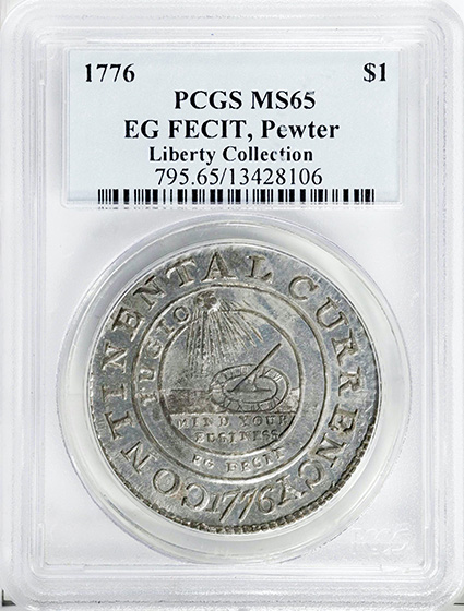 Picture of 1776 EG FECIT, PEWTER $1 MS65 