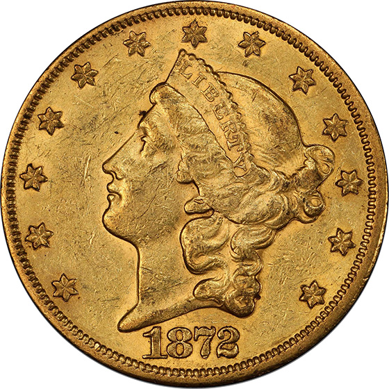 Picture of 1872-CC LIBERTY HEAD $20 AU58 