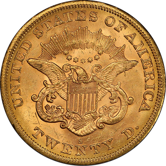Picture of 1864-S LIBERTY HEAD $20 MS62+ 