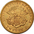 Picture of 1866-S LIBERTY HEAD $20, NO MOTTO AU58 