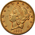 Picture of 1866-S LIBERTY HEAD $20, NO MOTTO AU58 