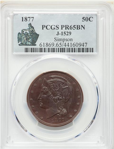 Picture of 1877 50C J-1529 PR65 Brown