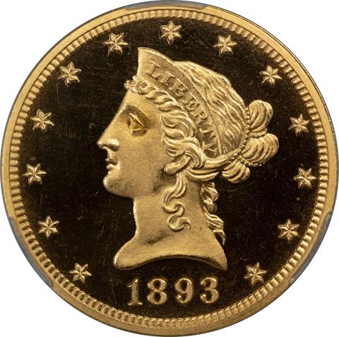 Picture of 1893 LIBERTY HEAD $10 PR66+ Deep Cameo