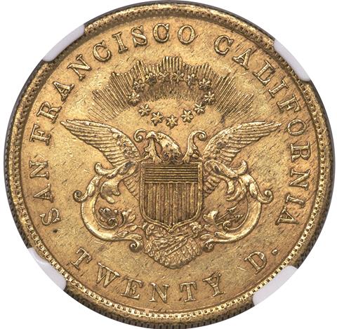 Picture of 1853 MOFFAT $20 MS60 